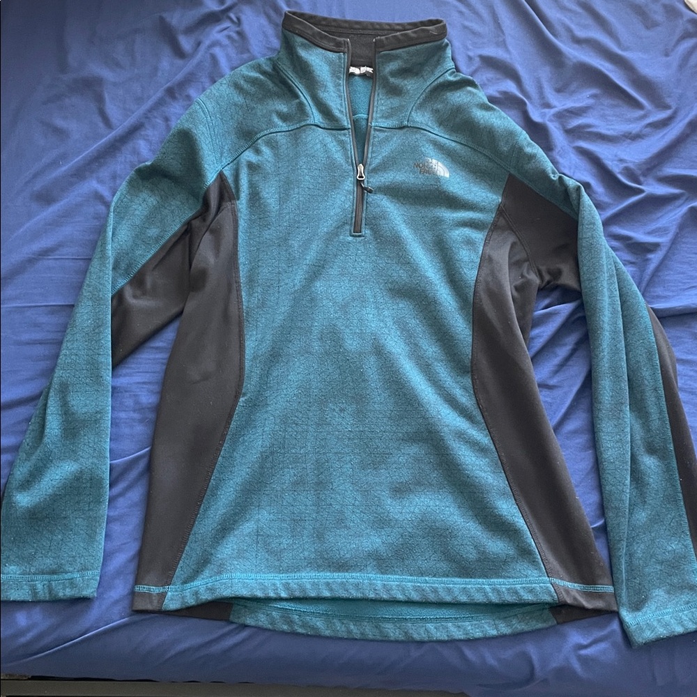 The North Face Blue and Black Half-Zip Pullover